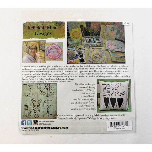 Rebekah Meier Designs Rosetta Stencil 12x12 Scrapbook Spray Sponge Chalk Crafts - Picture 2 of 2
